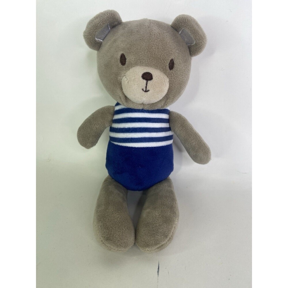 Dreamgro Brown Teddy Bear Lovey Plush Stuffed Toy Striped Blue White Outfit